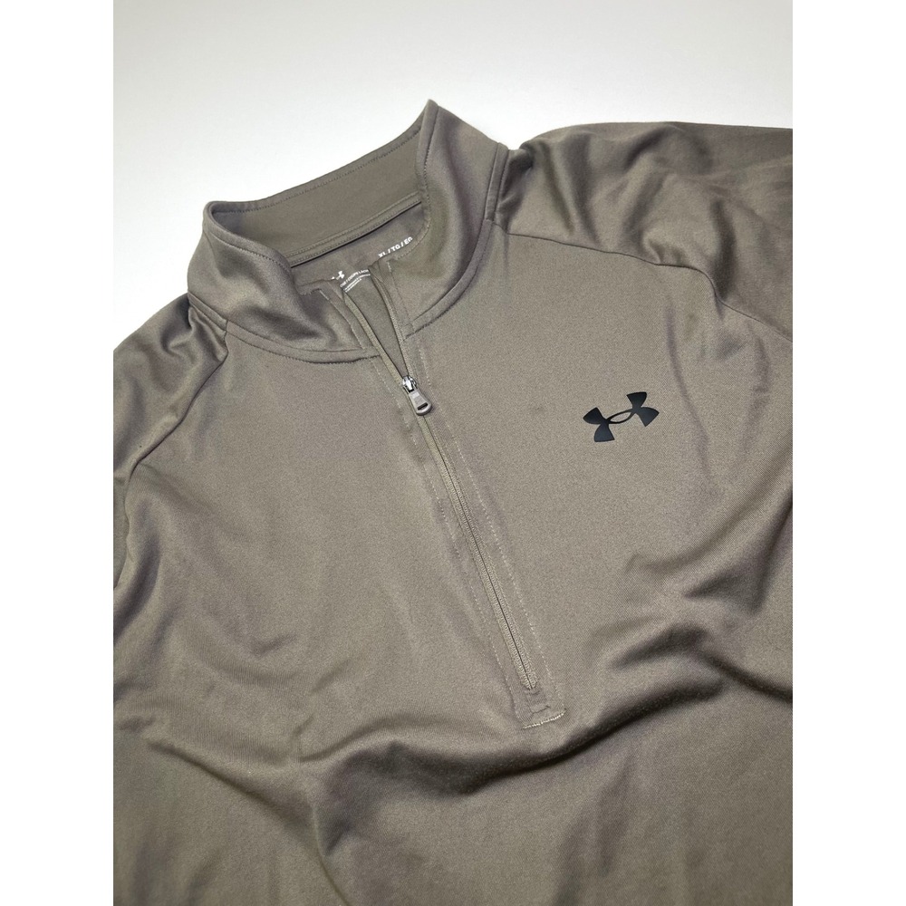 Under Armour Mens XL Olive Green Quarter Zip Pullover Athletic Sporty Gym Top